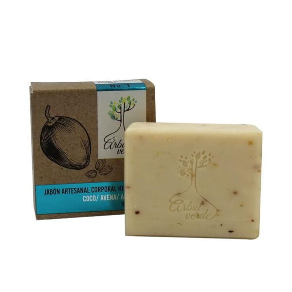 Árbol Verde Jabón Artesanal Corporal Hidratante, Coco Avena y Almendra, 100 gr