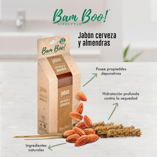 Jabón Artesanal Natural Cerveza y Almendras 100 g Bam Boo! Lifestyle