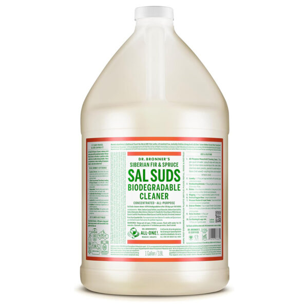 sal suds Dr. Bronner's Sal Suds – Limpiador Biodegradable Multiuso de Pino, Concentrado y Potente, Ideal para Pisos, Ropa, Platos y Más, Suave con la Piel pero Duro con la Suciedad – 3.8 L